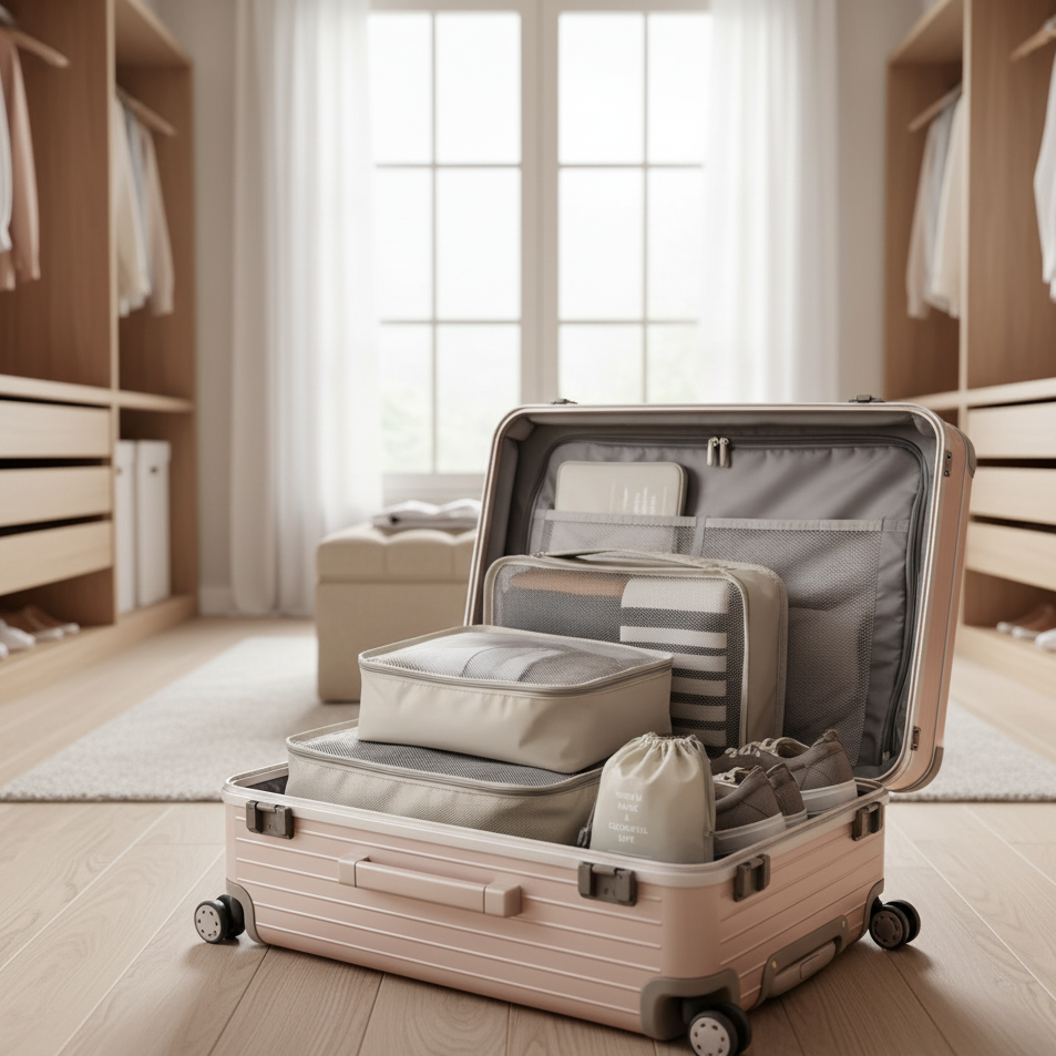 8-Piece Travel Organizer Set – Packing Cubes & Luggage Storage Bags for Clothes & Shoes