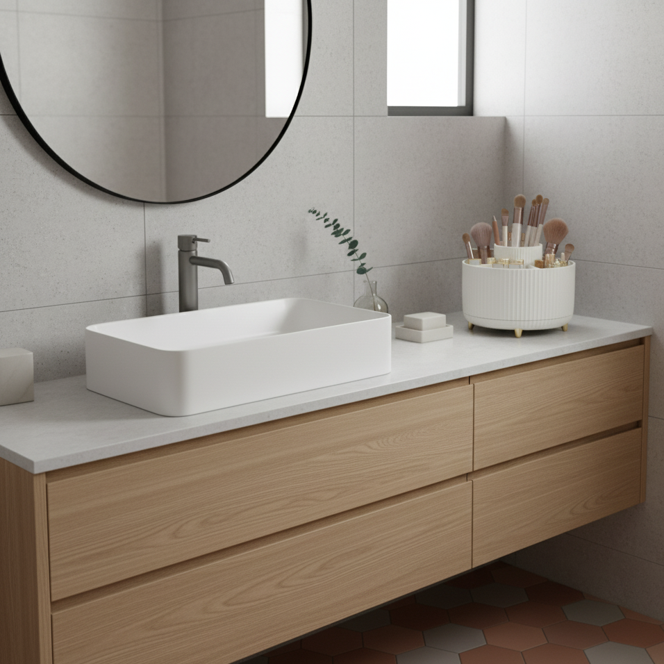 360° Rotating Organizer – Large Capacity Cosmetic Storage Box