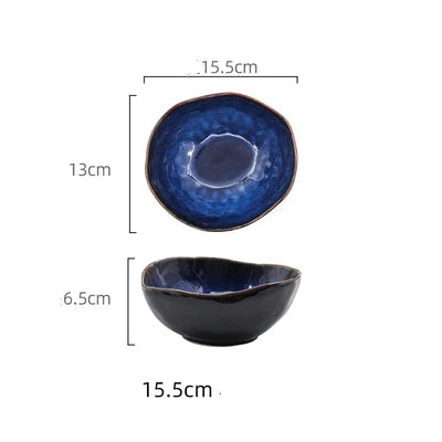 Blue Glazed Ceramic Dinner Plate – Irregular Handmade Tableware