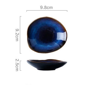 Blue Glazed Ceramic Dinner Plate – Irregular Handmade Tableware