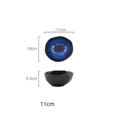 Blue Glazed Ceramic Dinner Plate – Irregular Handmade Tableware