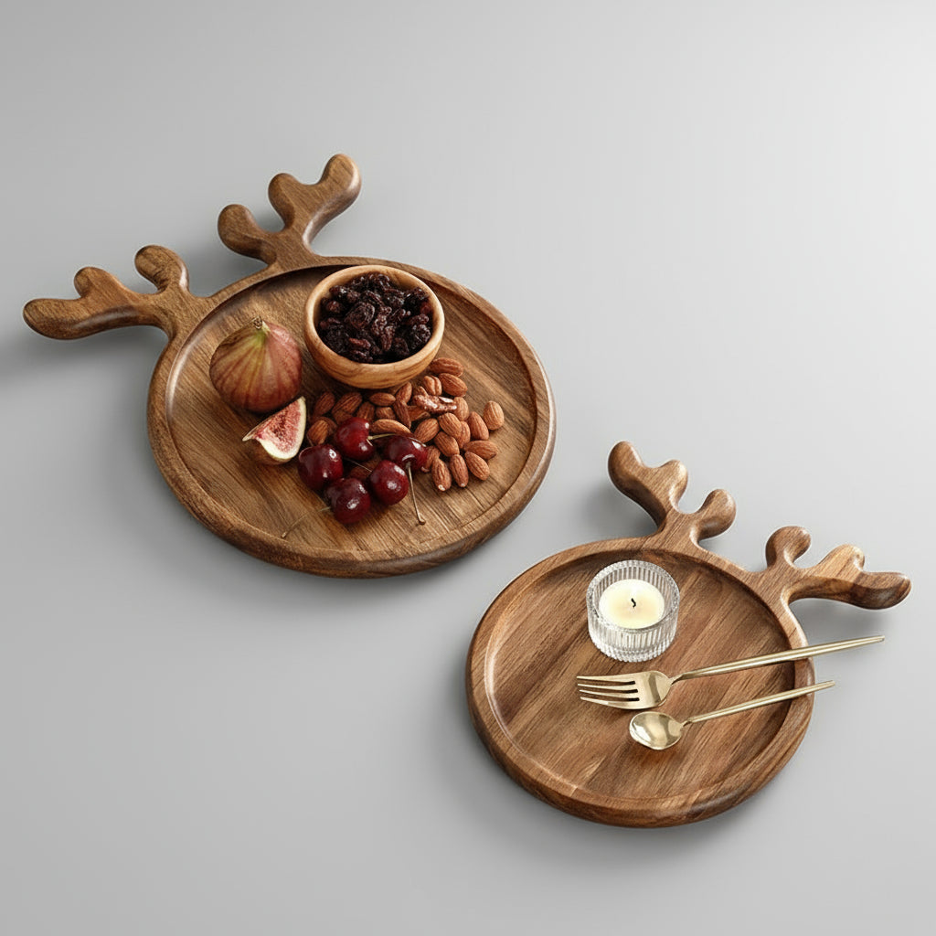 Wooden Appetizer & Dessert Platter – Decorative Charcuterie Serving Board