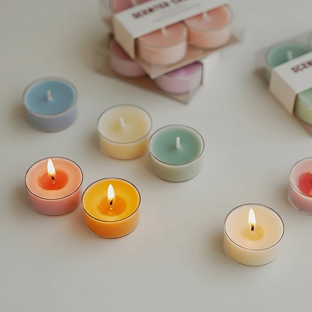 Set of 4 Natural Soy & Beeswax Scented Tea Light Candles – Aromatherapy Home Decor