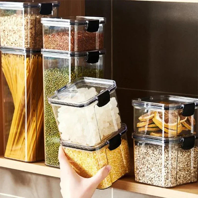 Airtight Food Storage Containers – Transparent Stackable Kitchen Jars