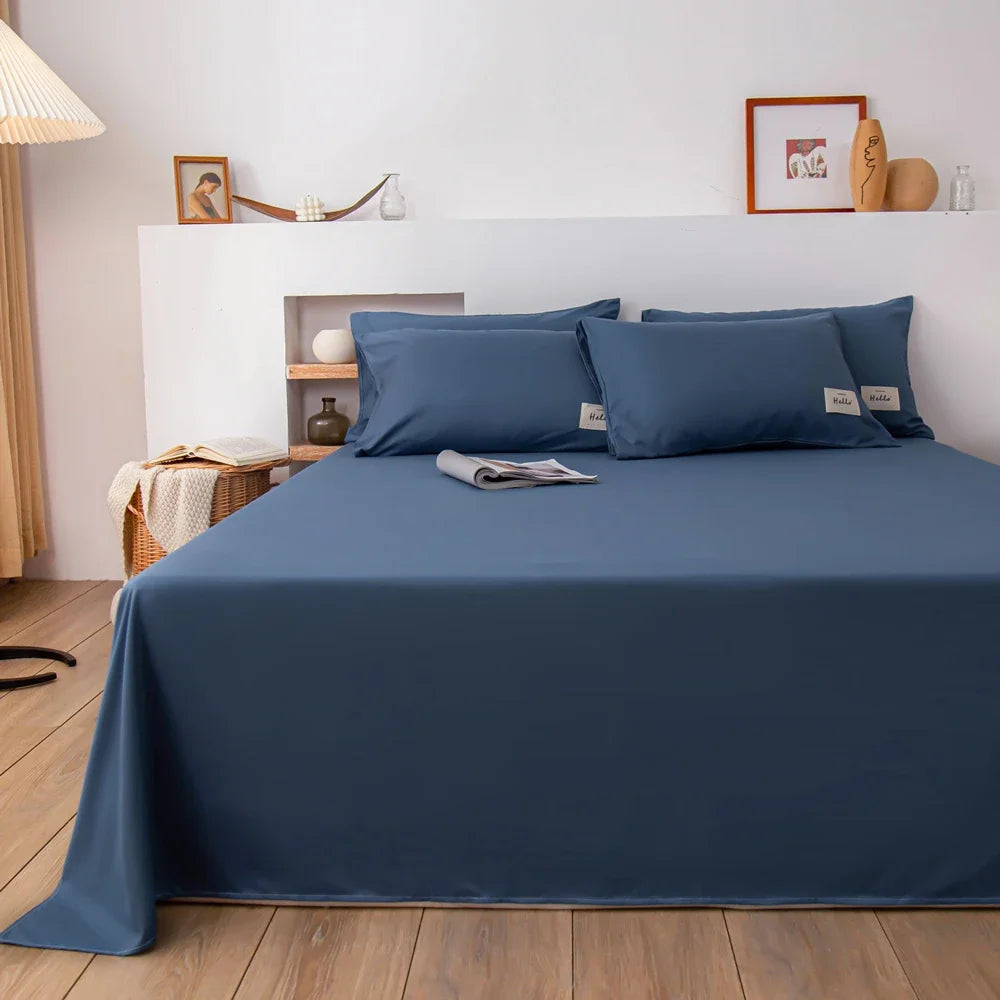 Soft Solid Colour Flat Bed Sheet – Minimalist Plain Bedding for Calm Homes