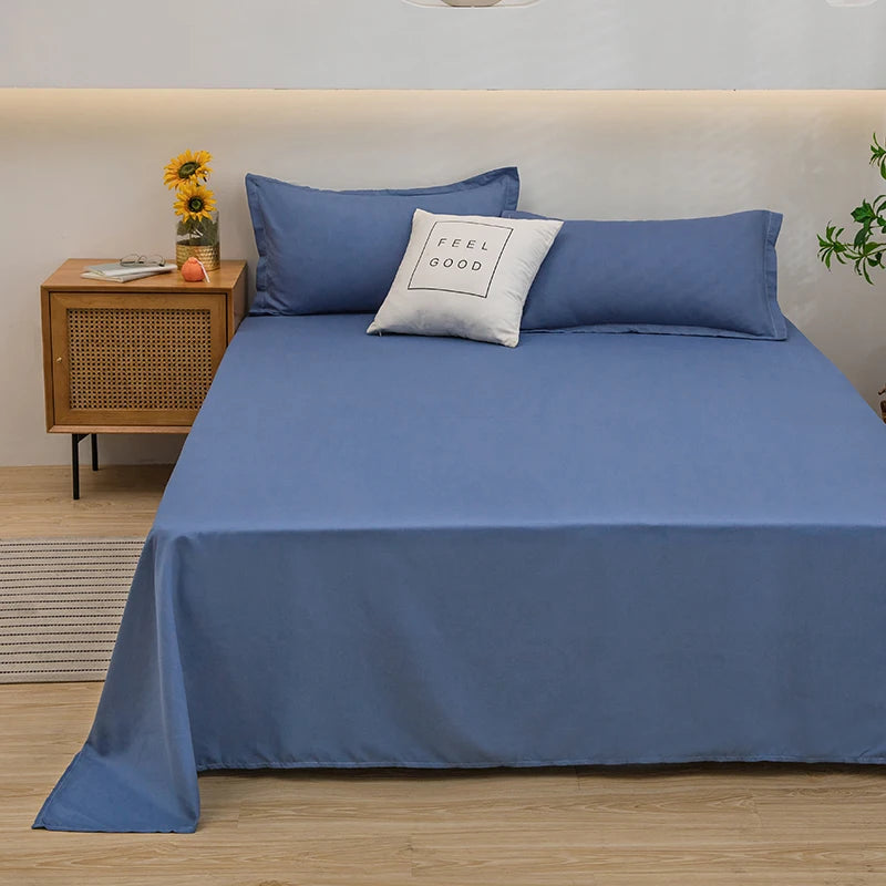 Soft Solid Colour Flat Bed Sheet – Minimalist Plain Bedding for Calm Homes