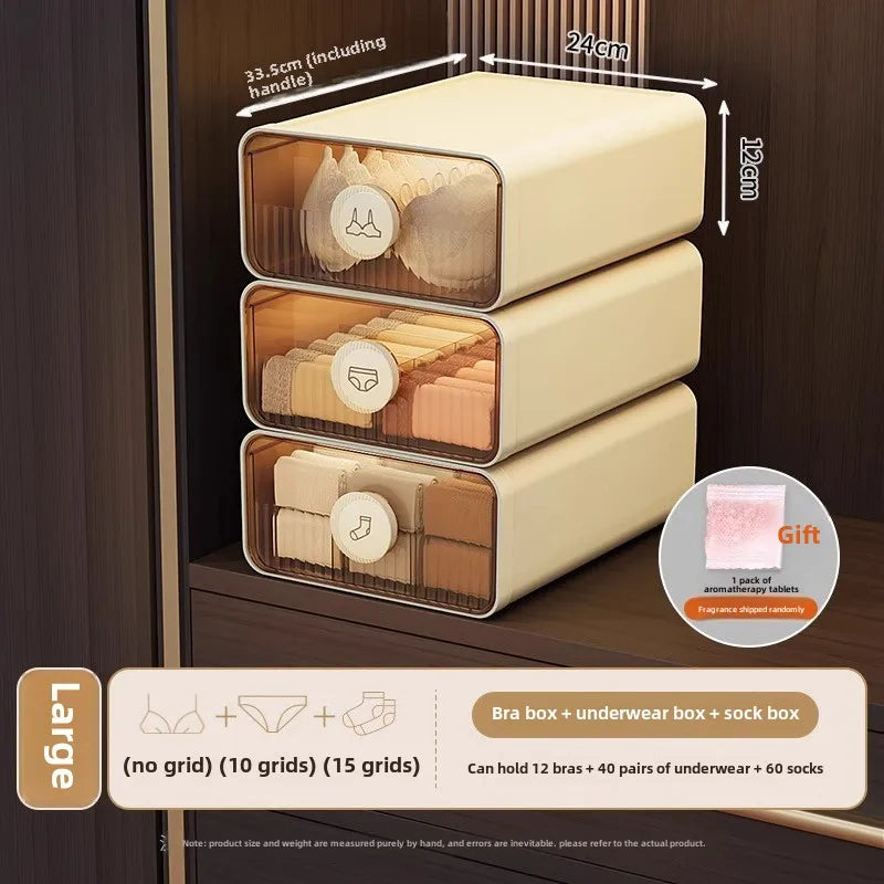 Expandable Underwear & Sock Organizer Drawer – Transparent Dustproof Storage Box with Dividers