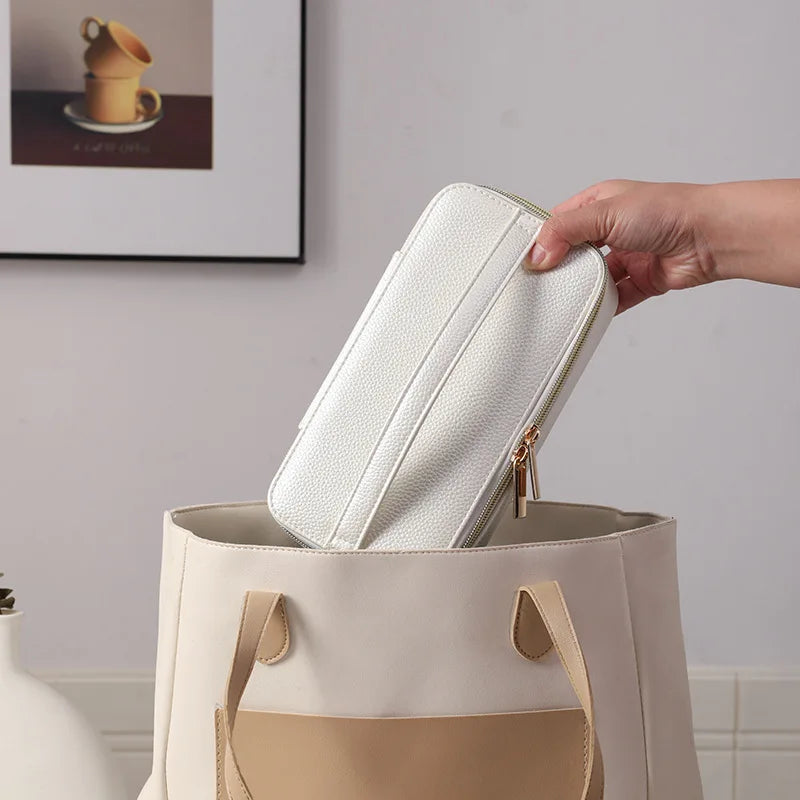 TPortable Travel Jewelry Organizer – PU Leather Storage Case with Velvet Pouch