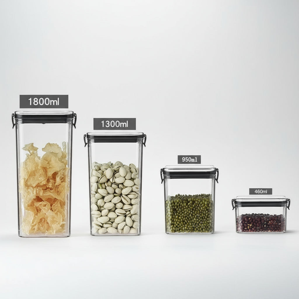 Airtight Food Storage Containers – Transparent Stackable Kitchen Jars