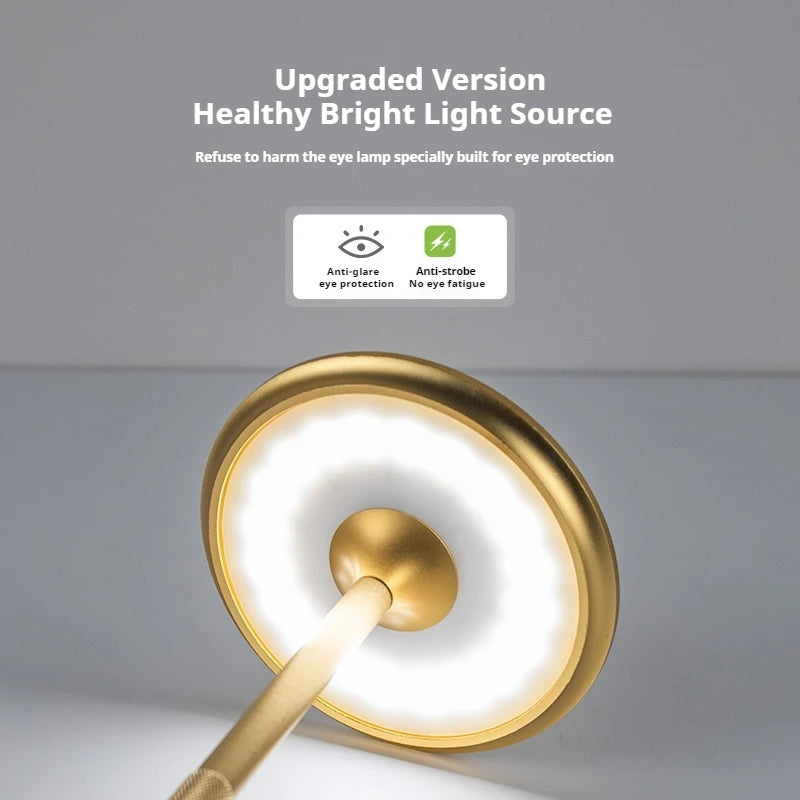 Rechargeable Alloy LED Table Lamp – Wireless Touch Dimming Modern Light
