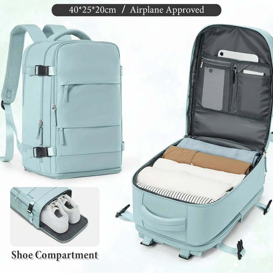 Waterproof Travel Backpack – 40x20x25cm Cabin Bag