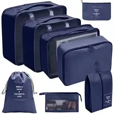8-Piece Travel Organizer Set – Packing Cubes & Luggage Storage Bags for Clothes & Shoes