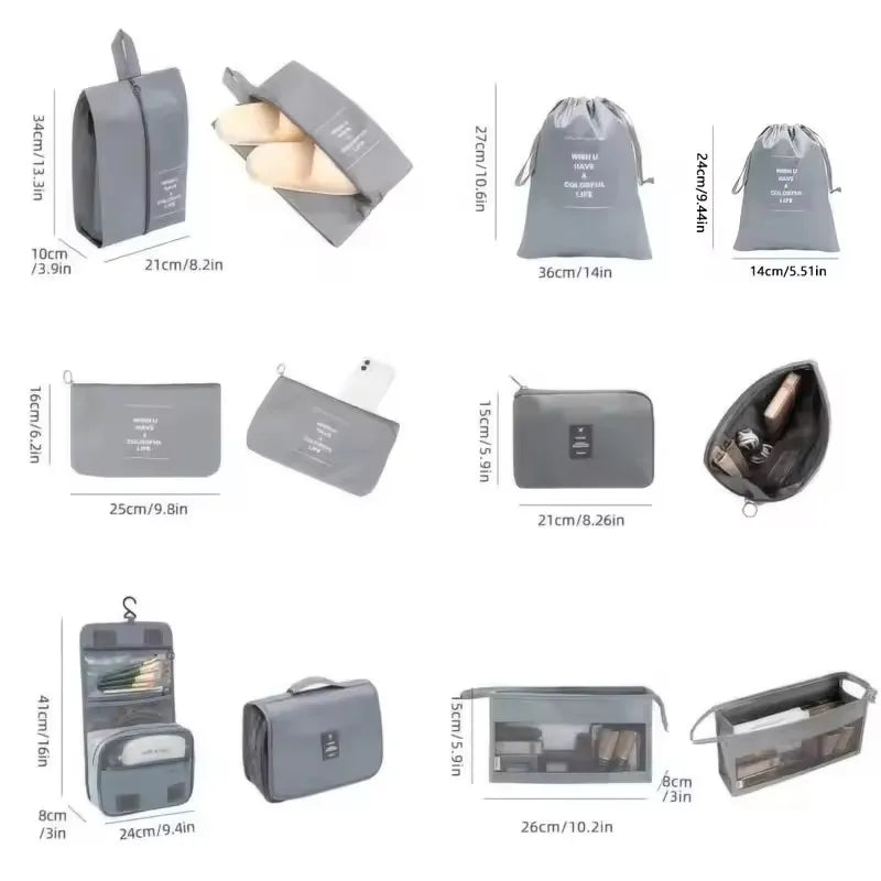 8-Piece Travel Organizer Set – Packing Cubes & Luggage Storage Bags for Clothes & Shoes