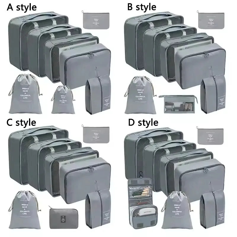 8-Piece Travel Organizer Set – Packing Cubes & Luggage Storage Bags for Clothes & Shoes