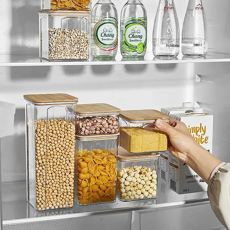 Airtight Food Storage Containers with Bamboo Lid – Stackable Kitchen Organizers