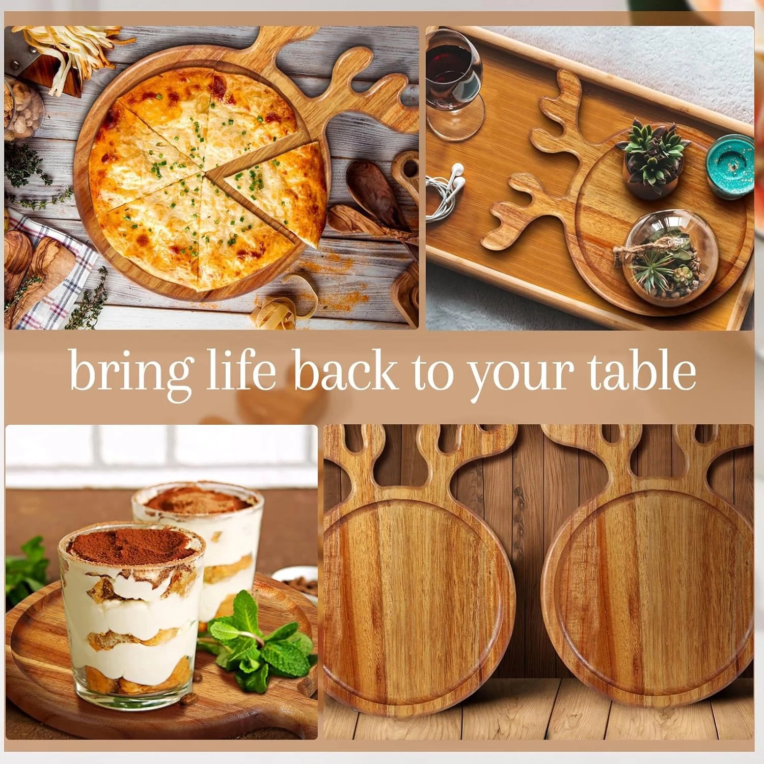 Wooden Appetizer & Dessert Platter – Decorative Charcuterie Serving Board