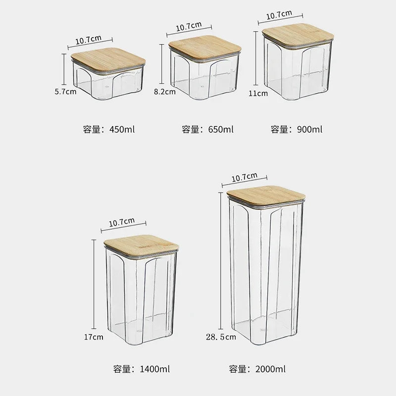 Airtight Food Storage Containers with Bamboo Lid – Stackable Kitchen Organizers