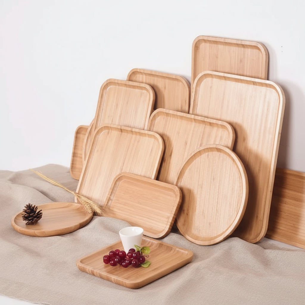 Natural Beech Wood Plate – Oval & Rectangular Wooden Serving Tray