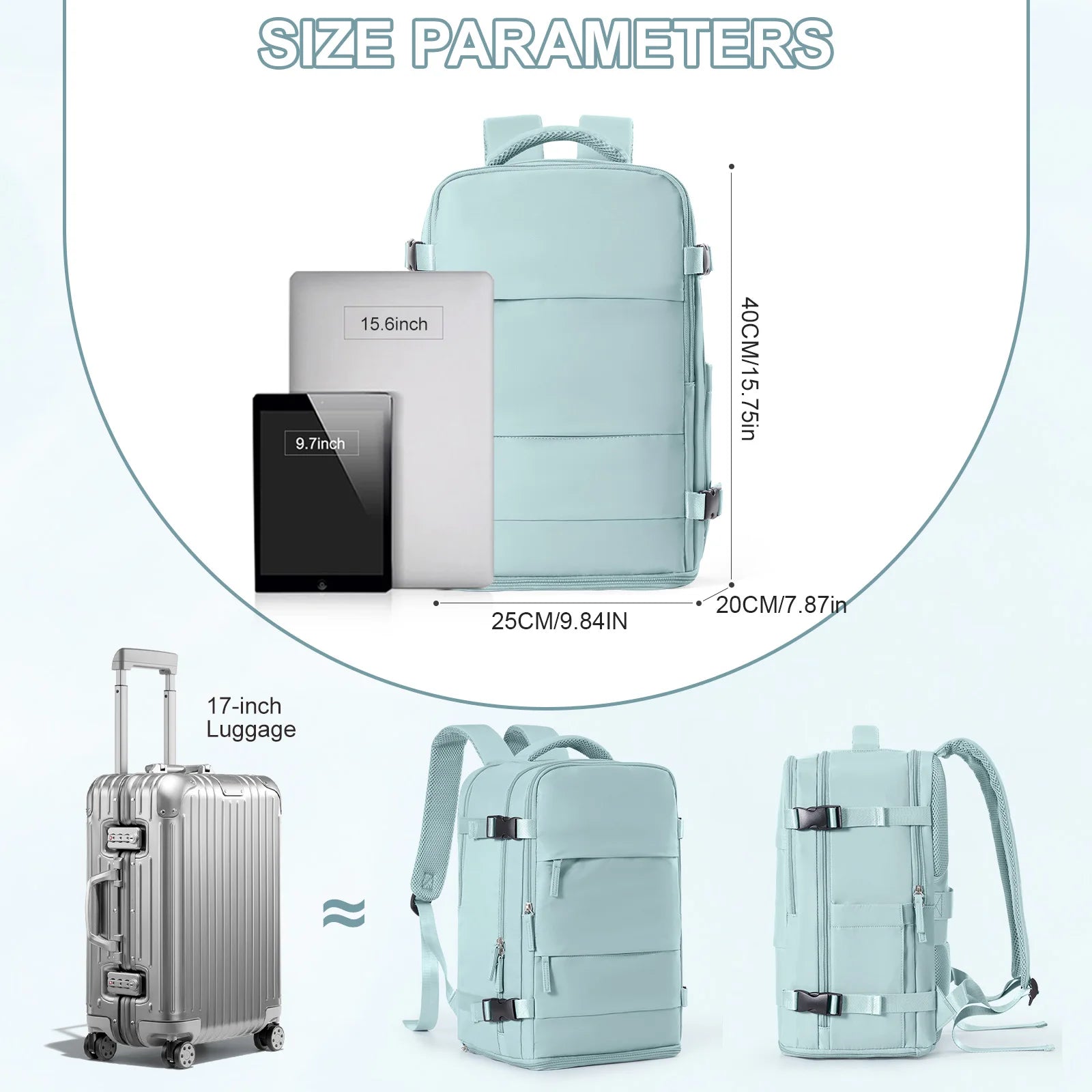 Waterproof Travel Backpack – 40x20x25cm Cabin Bag