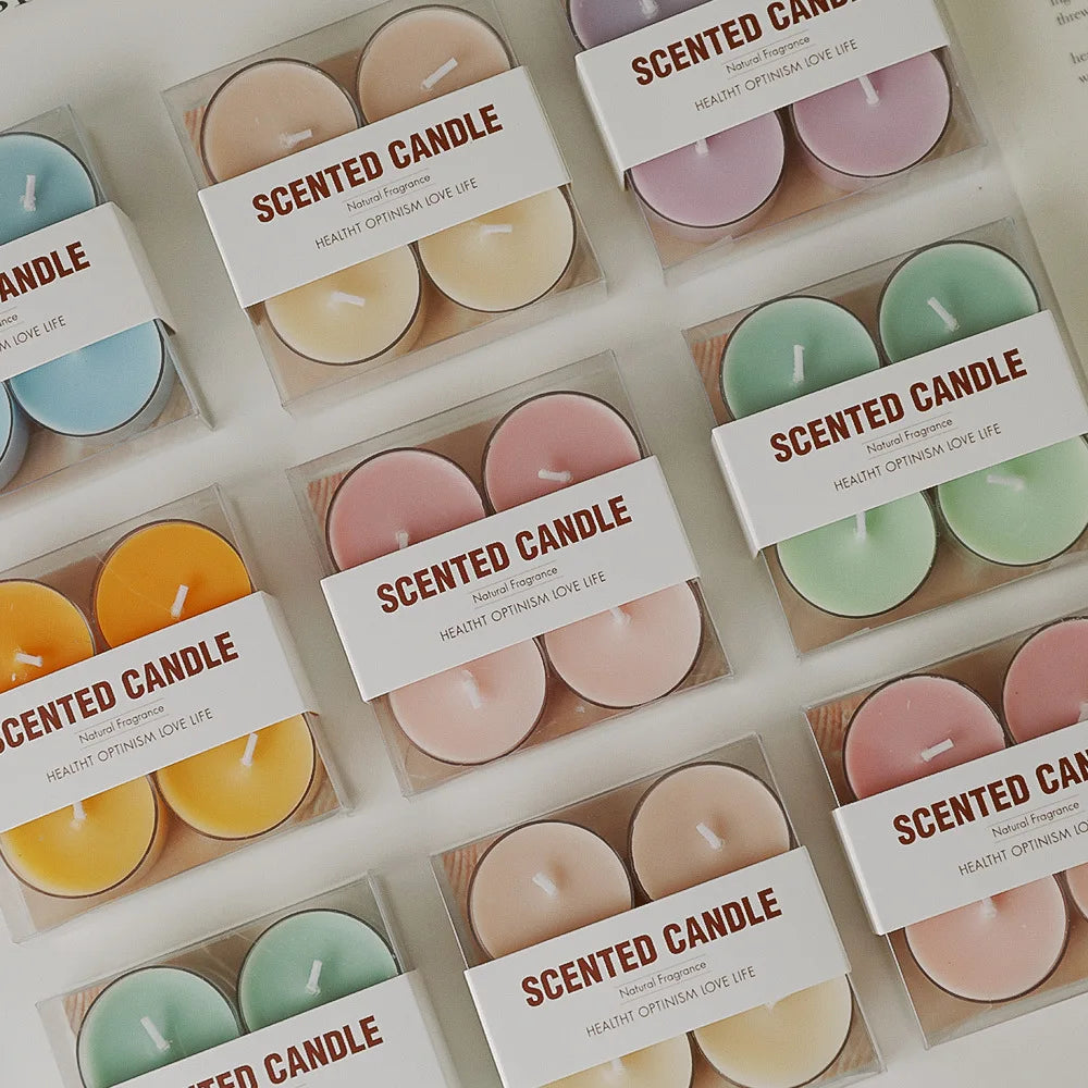 Set of 4 Natural Soy & Beeswax Scented Tea Light Candles – Aromatherapy Home Decor