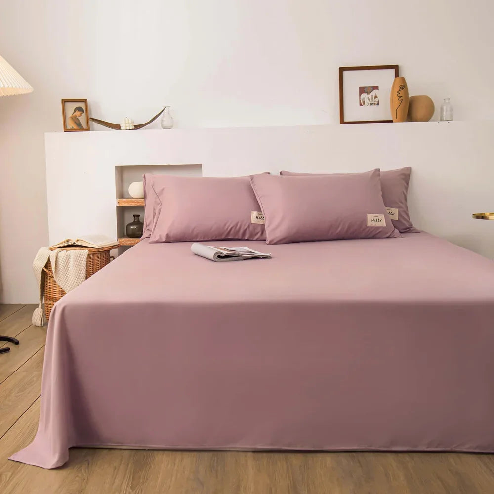 Soft Solid Colour Flat Bed Sheet – Minimalist Plain Bedding for Calm Homes