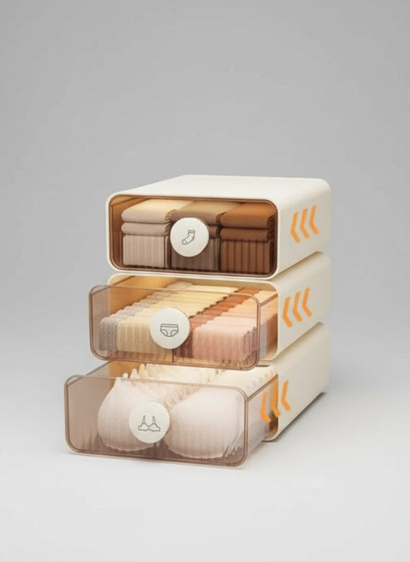 Expandable Underwear & Sock Organizer Drawer – Transparent Dustproof Storage Box with Dividers