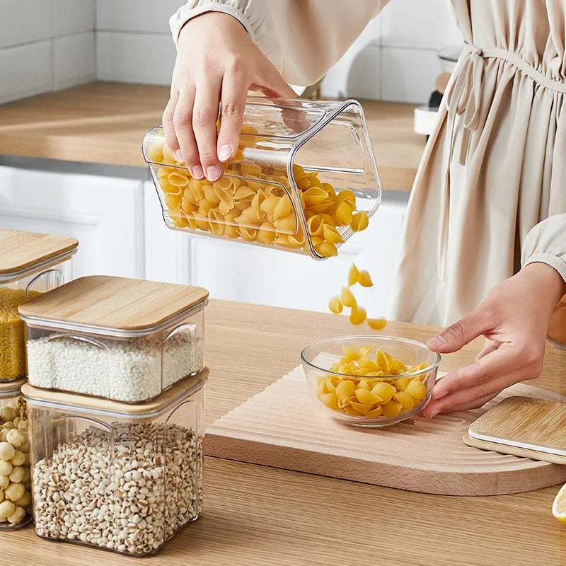 Airtight Food Storage Containers with Bamboo Lid – Stackable Kitchen Organizers