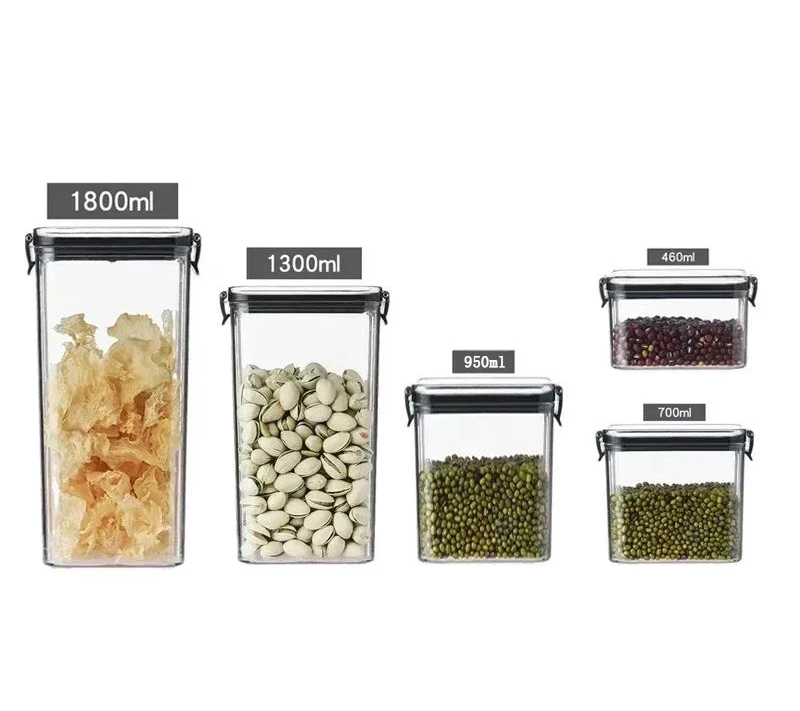Airtight Food Storage Containers – Transparent Stackable Kitchen Jars