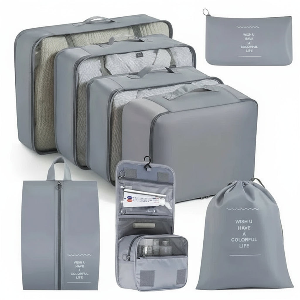 8-Piece Travel Organizer Set – Packing Cubes & Luggage Storage Bags for Clothes & Shoes