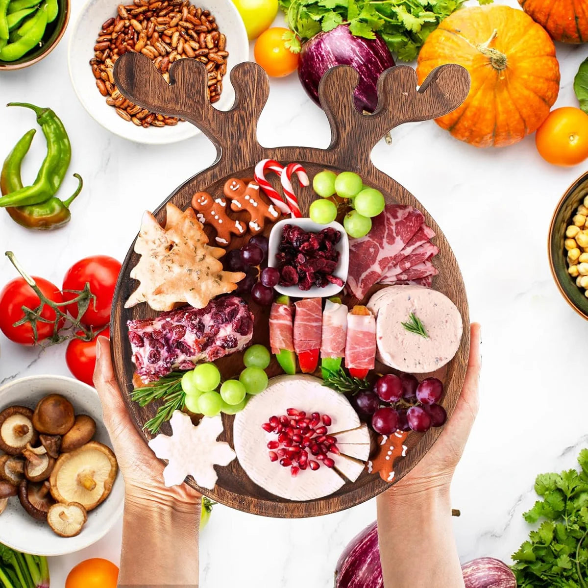 Wooden Appetizer & Dessert Platter – Decorative Charcuterie Serving Board