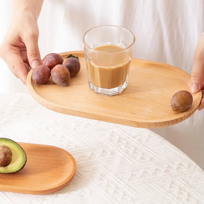 Natural Beech Wood Plate – Oval & Rectangular Wooden Serving Tray