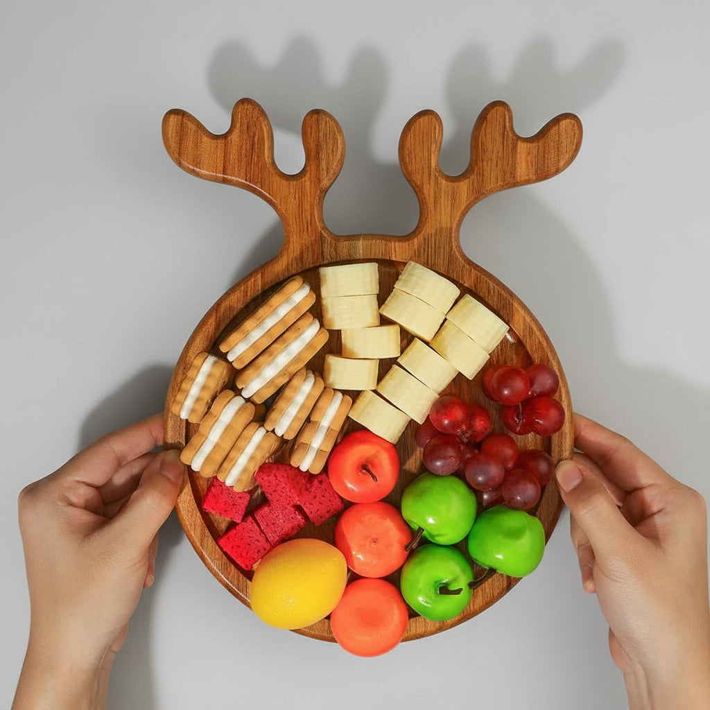 Wooden Appetizer & Dessert Platter – Decorative Charcuterie Serving Board
