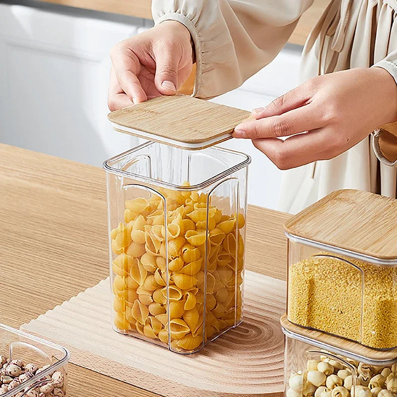 Airtight Food Storage Containers with Bamboo Lid – Stackable Kitchen Organizers