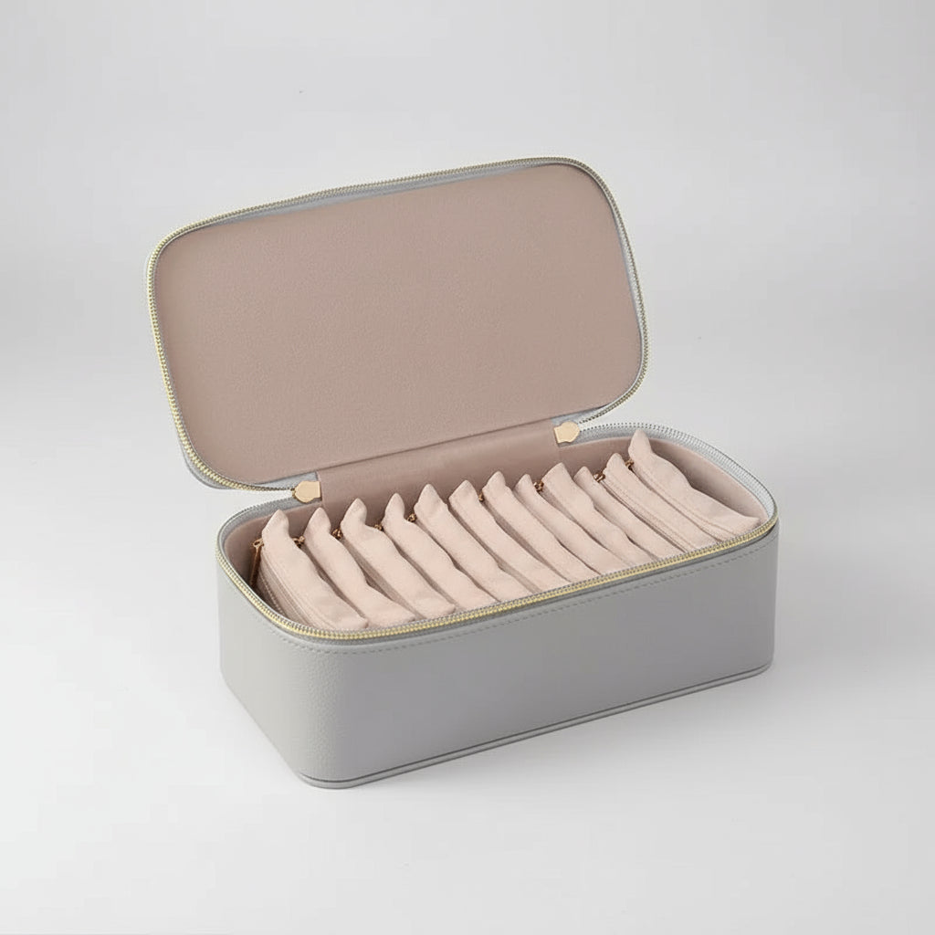 TPortable Travel Jewelry Organizer – PU Leather Storage Case with Velvet Pouch