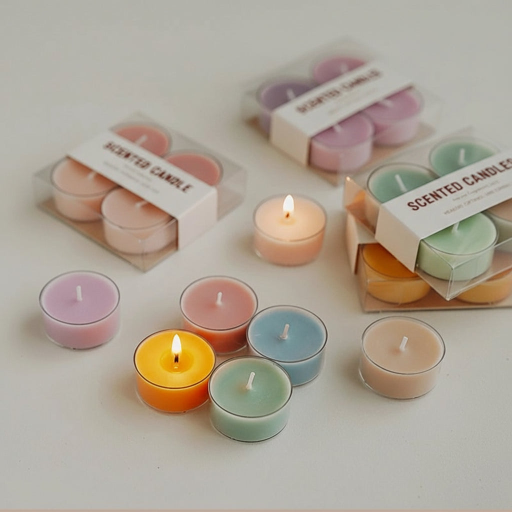 Set of 4 Natural Soy & Beeswax Scented Tea Light Candles – Aromatherapy Home Decor