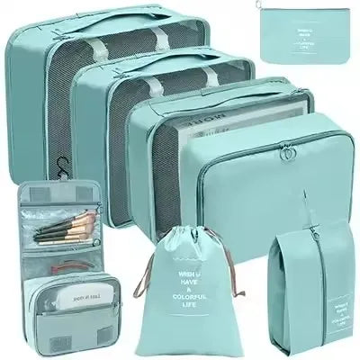 8-Piece Travel Organizer Set – Packing Cubes & Luggage Storage Bags for Clothes & Shoes