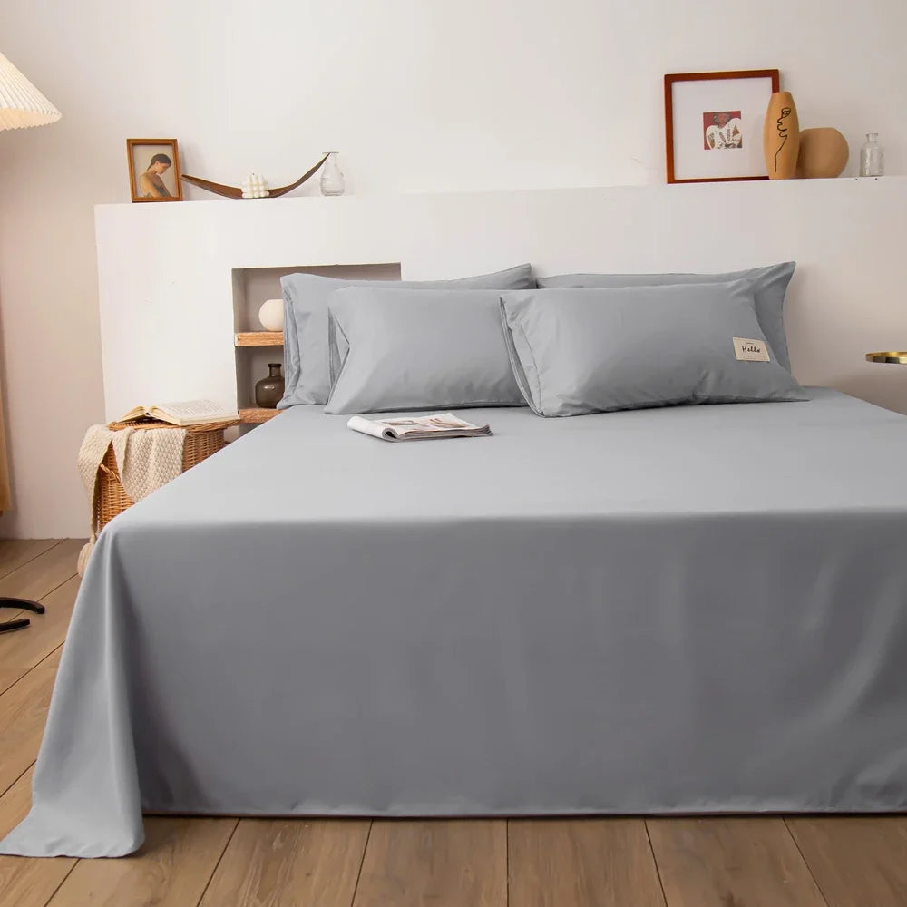 Soft Solid Colour Flat Bed Sheet – Minimalist Plain Bedding for Calm Homes