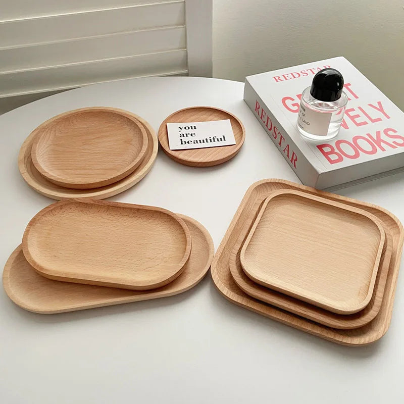 Natural Beech Wood Plate – Oval & Rectangular Wooden Serving Tray