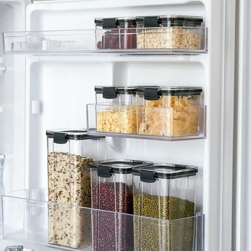 Airtight Food Storage Containers – Transparent Stackable Kitchen Jars