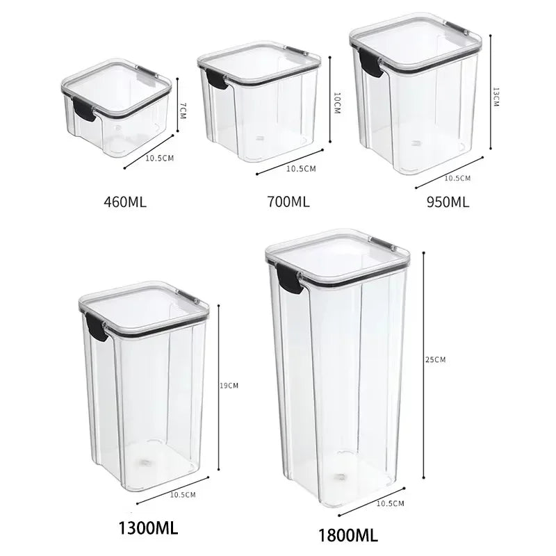 Airtight Food Storage Containers – Transparent Stackable Kitchen Jars