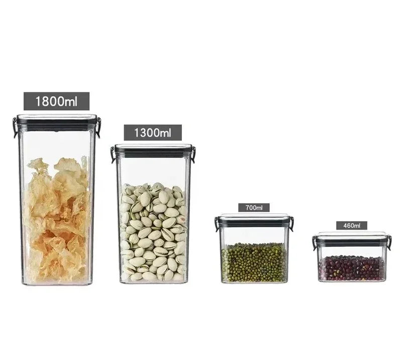 Airtight Food Storage Containers – Transparent Stackable Kitchen Jars